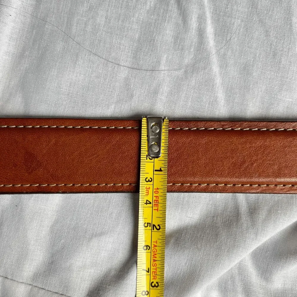 LL Bean Leather Belt Solid Brass Buckle USA Made Brown Casual Heritage 34